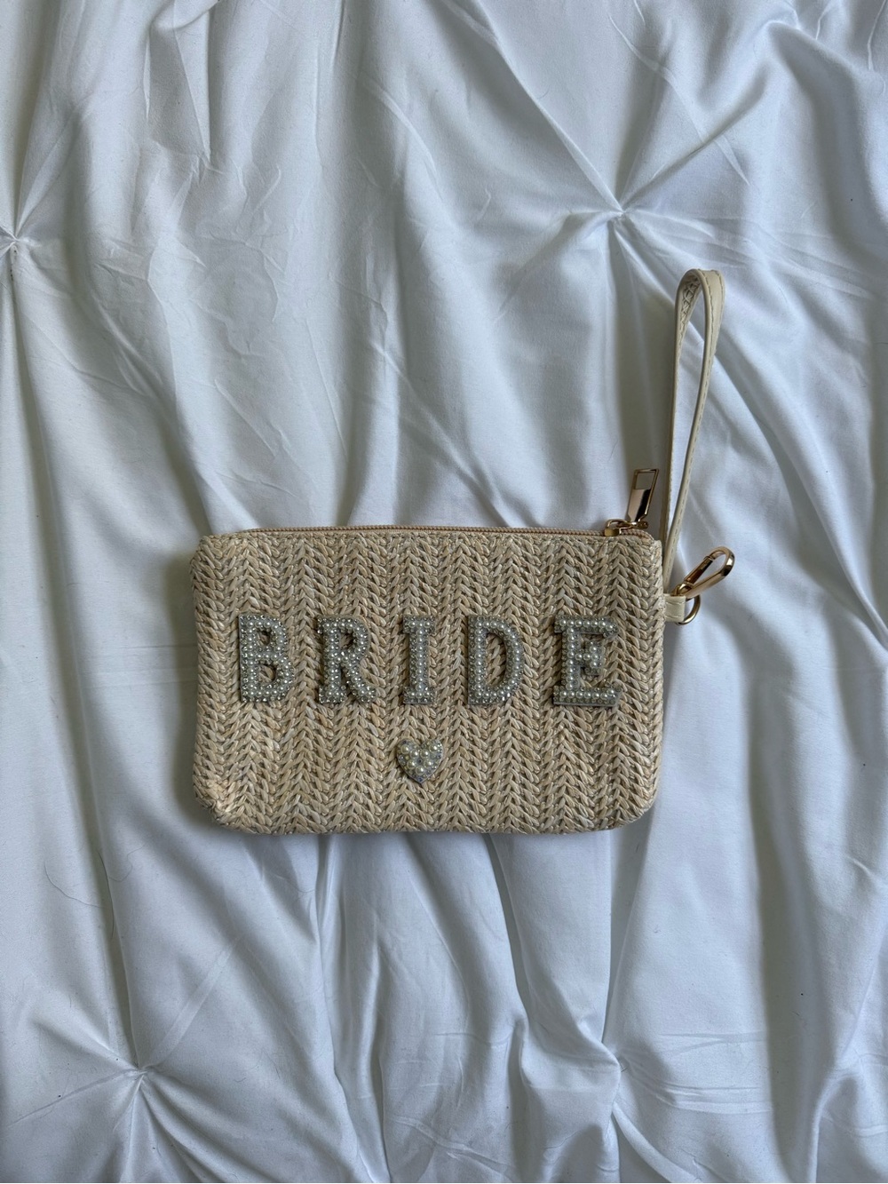 Bride Woven Wristlet Pouch in Natural / Gold